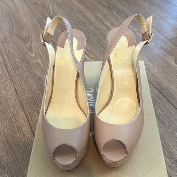 Christian Louboutin Brown Platform Slingback Heels brand new never worn - Picture 3 of 4